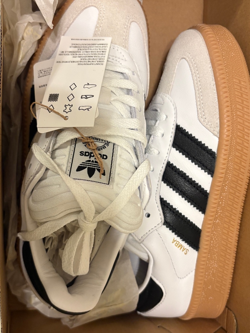 adidas White Black Gum Samba Sneakers